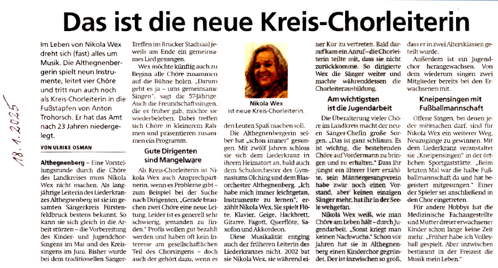 Neue Kreischorleiterin